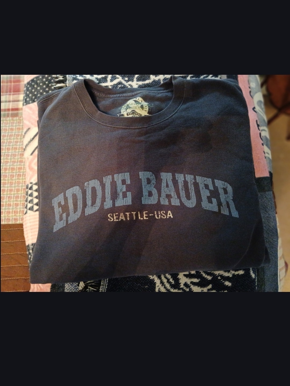 Eddie Bauer Navy Logo Crewneck Sweatshirt - Navy